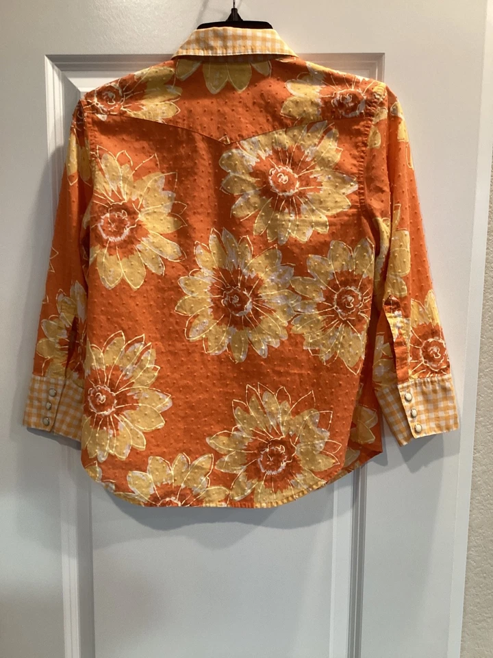 Lucky Brand Dungarees Women’s 100% Cotton Pearl Snap Floral Western Shirt Sz M - Image 4 of 4