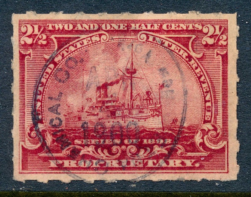 99c Start! US Revenue Stamp Battleship RB28p Etna Chemical Co. 1900 cancel