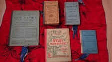Ensemble de cinq manuels scolaires du XIXᵉ siècle – Français et Géographie...