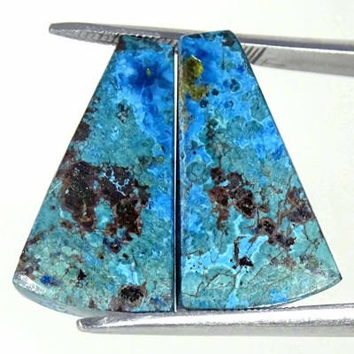 16,30 Cts Natürliches Azurit Paar Cabochon Lose Edelsteine Größe 11x19x3mm Fancy