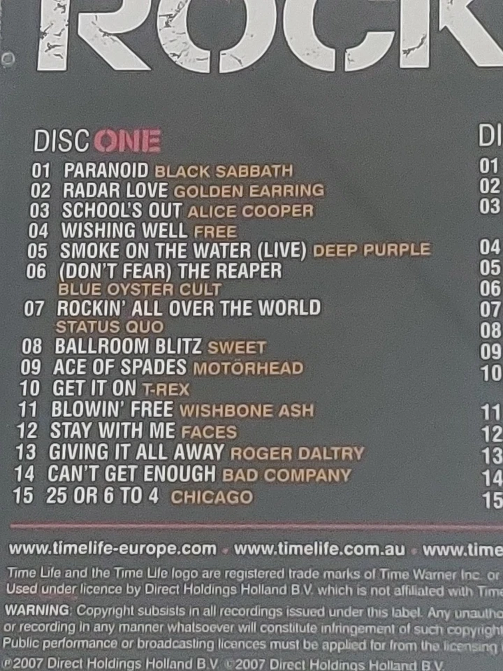 2x CD Compilation Various Masterpieces Rock Time Life 1 Black Sabbath Kiss Motör - Bild 3 von 4