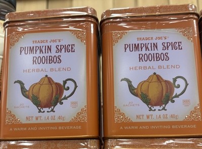 2 Packs Trader Joe's Pumpkin Spice Rooibos Herbal Blend 20 sachets, 1.4 oz Each 