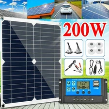 200 Watts Solar Panel Kit 100A 12V Battery Charger w/ Controller Caravan Boat RV
