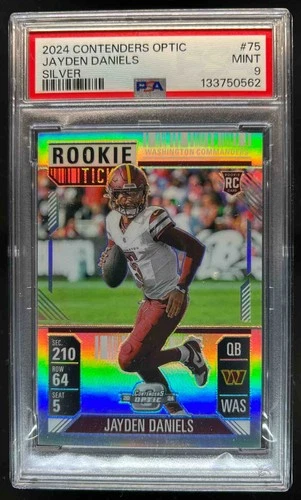 2024 Contenders Optic Jayden Daniels Rookie Ticket RC Silver Prizm #75 PSA 9