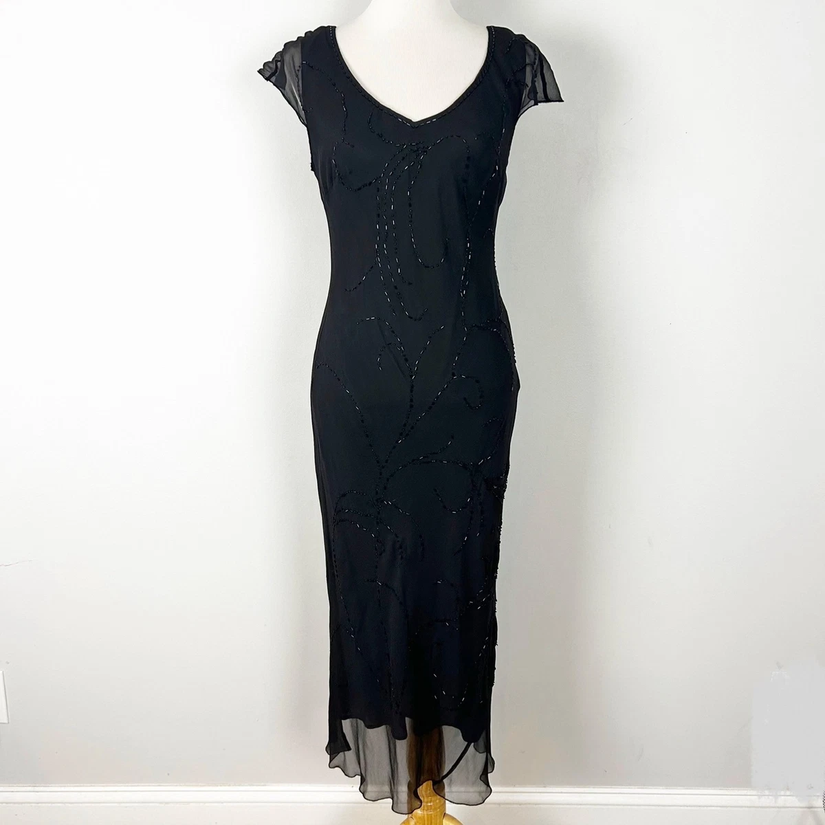 vintage beaded slip dress Stellar Jewel Hand Beaded Slip Midi Dress - Black main image 0
