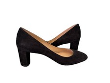 Stuart Weitzman Black Suede Power 50 Pumps Block Heel Round Toe Size 8B