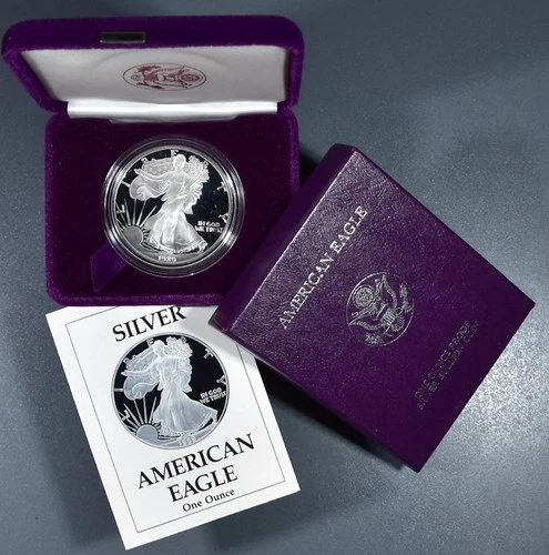 1989-S $1 AMERICAN SILVER PROOF EAGLE 1 oz .999 w/Box & COA A6422
