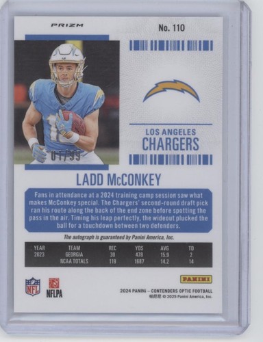 2025 Panini Contenders Optic Prizm Rookie Ticket Ladd McConkey Auto RC 01/99 - Picture 2 of 2