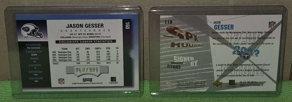 2003 Contenders Season Ticket Rookie AUTO /999 + UD SPX RC /1500 JASON GESSER! - Image 2 of 4