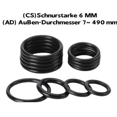 O Ring Ø17-490mm x 6mm Schnurstärke NBR 70 Dichtung Dichtring O-Ring Gummiring