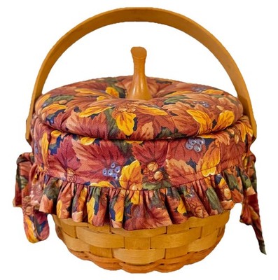Longaberger 1997 Little Pumpkin Basket Combo Pumpkin Stem Fabric Lid Liner *Read