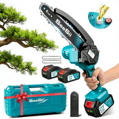 SEESII Mini Chainsaw 6'' Electric Chainsaw for Branches, Yard, Home and Garden