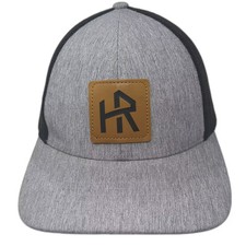 Outdoor Cap Gray Black Mesh Trucker Hat Snapback Leather Patch Logo HR OSFM