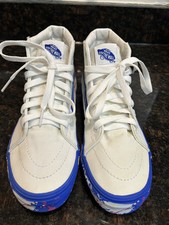 Vans Sk8-Hi US Juniors Sz 5.5 White Blue Paint Splatter Sneakers Skate Shoes
