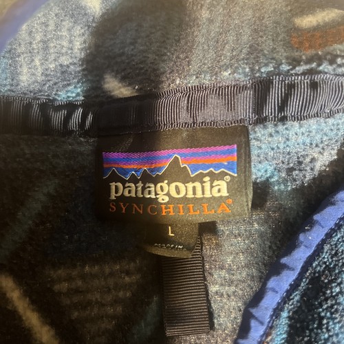 Vtg Patagonia Aztec Lifecycle Synchilla Snap-T Pullover Fleece Jacket Mens Large - Picture 4 of 10