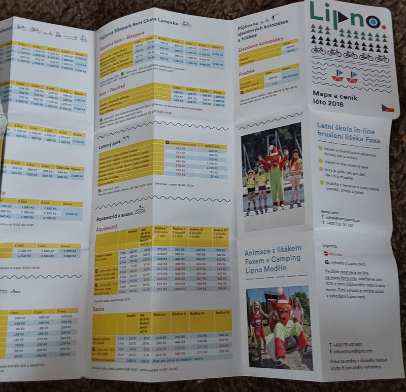 MULTIFOLD SMALL BOOKLET ROAD MAP AND ATTRACTIONS - LIPNO 2018  CZECH REPUBLIC
