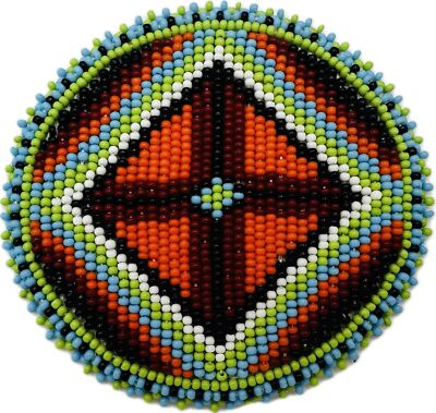 Handmade beaded native style Aztec 3 inch rosette/applique
