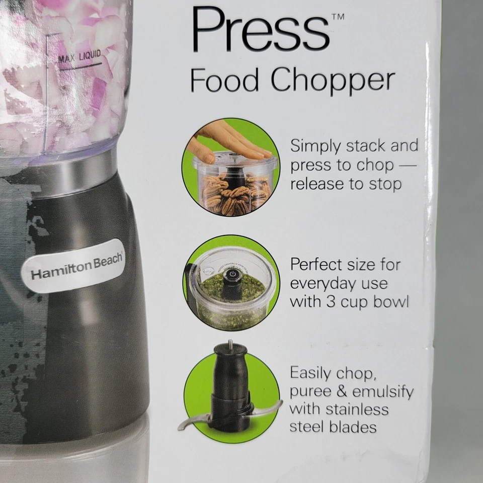 Hamilton Beach Black Stack And Press 3 Cup Food Processor Chopper 72850 - Image 3 of 4