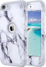 For iPod Touch 5th 6th 7th Gen - Hard Hybrid Armor Impact Case Gray White Marble