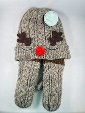 Barnes  Noble Hat  Mittens Set REINDEER Kids Accessories 3-6 yrs