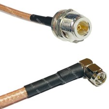 RG142 Silver N FEMALE BULKHEAD to SMA MALE ANGLE Coax RF Cable USA Lot
