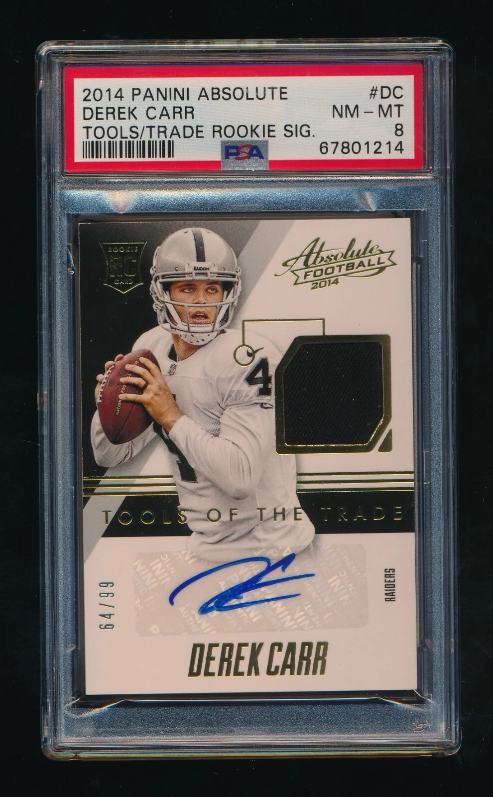 Derek Carr Panini Absolute Tools of the Trade Rookie Signatures #DC Base