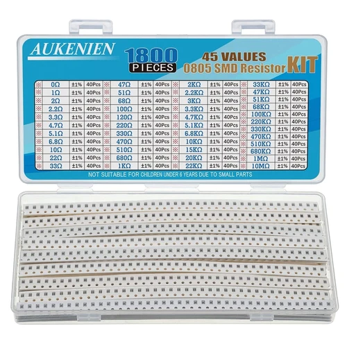 0805 SMD Resistor Kit 45 Values 1800pcs 0R to 10M Ohm 1/8W SMT Chip Resistors ±