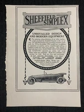 1914 SHEFFIELD SIMPLEX 6x8" Automotive Print Ad VG+ 4.5 Modern Equipment