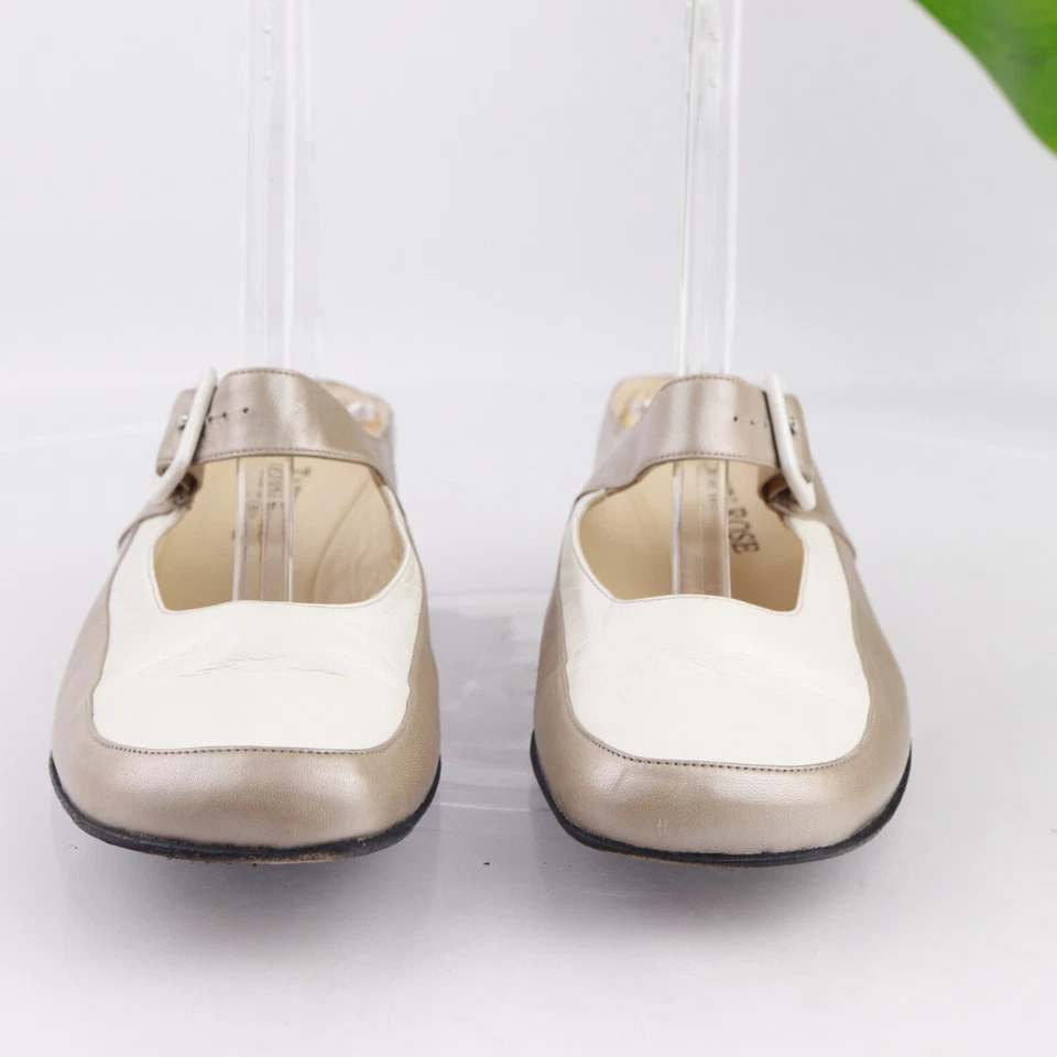 Taryn Rose Italia Mujer Kimber Mule Talla 39.5 8.5 Blanco Metálico Bronceado Mary Jane Foto 3 de 4