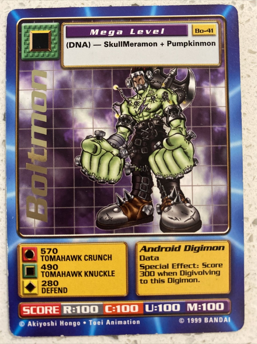 mega level digimon cards Digimon Boltmon Mega Level Bo-41 1999 Bandai Card (DNA) Gold Lettering