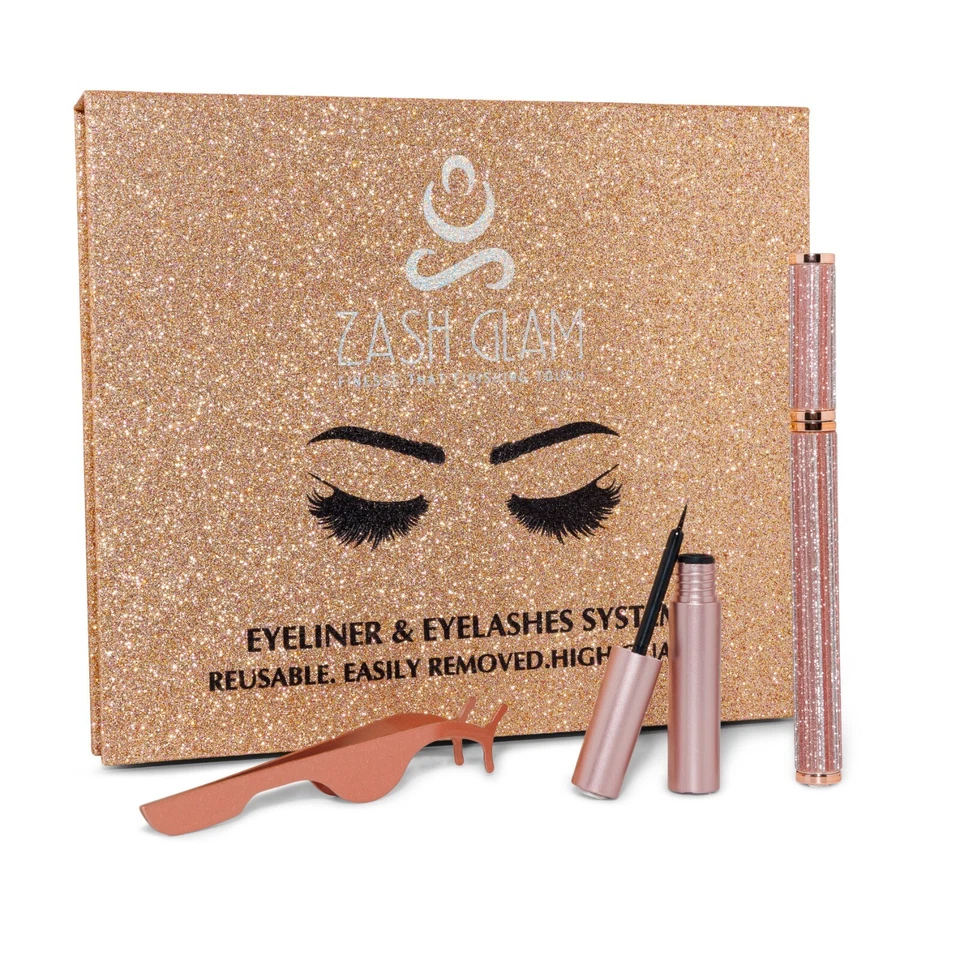 ZASH GLAM 5 Pair Reusable Natural Eyelashes with eyeliner and glue set - Image 2 of 4
