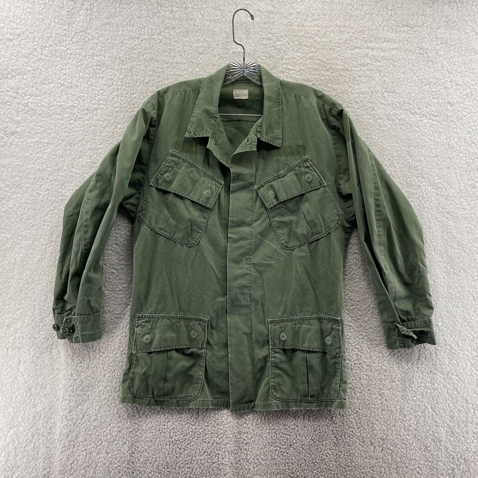Vintage Vietnam War Era Military Combat Coat BDU Button Shirt OG 107  Tropical