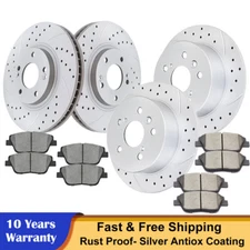 Front Rear Drilled Rotors Ceramic Brake Pads Kit for Kia Optima Hyundai Sonata