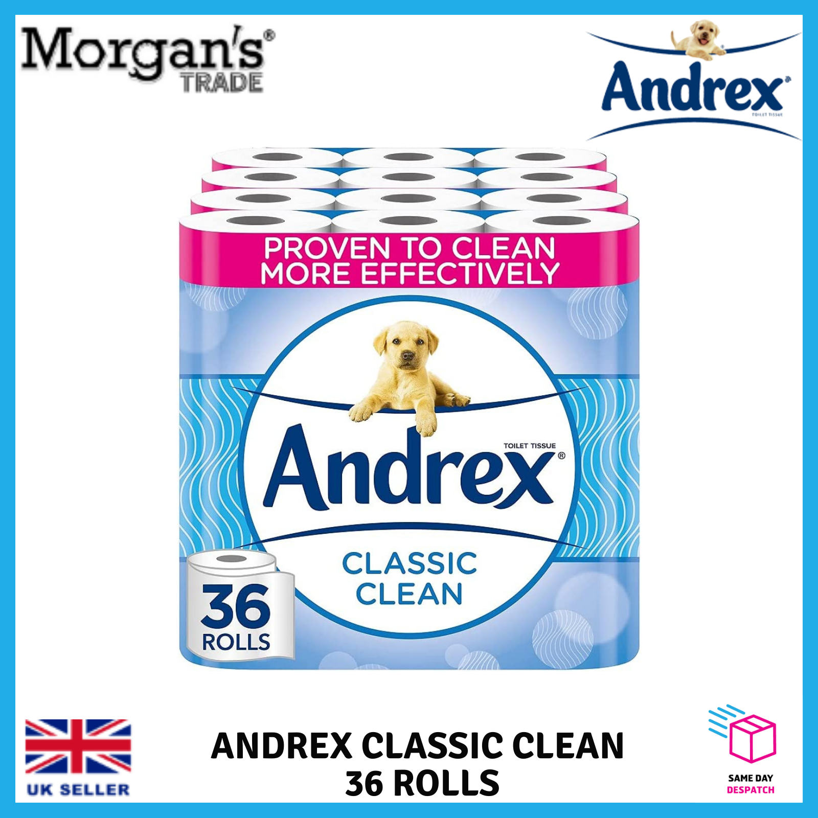 Andrex Toilet Rolls Classic Clean Fragrance Free Toilet Paper 36,45,72