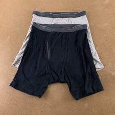 Fruit of the Loom Men's Size Large Black Heather Gray Cotton Boxer Brief 2 Pack