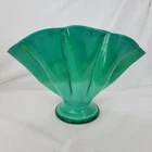 Fenton Mongolian Green Slag Fan Vase  7 1/2" Tall