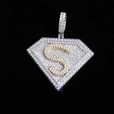 Men's 2Ct Real Moissanite Superman Men's Pendant 14K White Gold Plated
