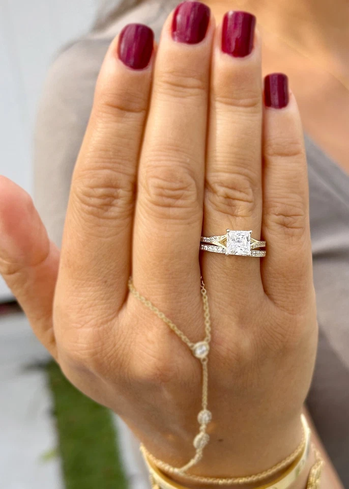 IGI Certified 14k Solid Yellow Gold Princess Cut Diamond Engagement Ring 2.10ctw - Image 3 of 4