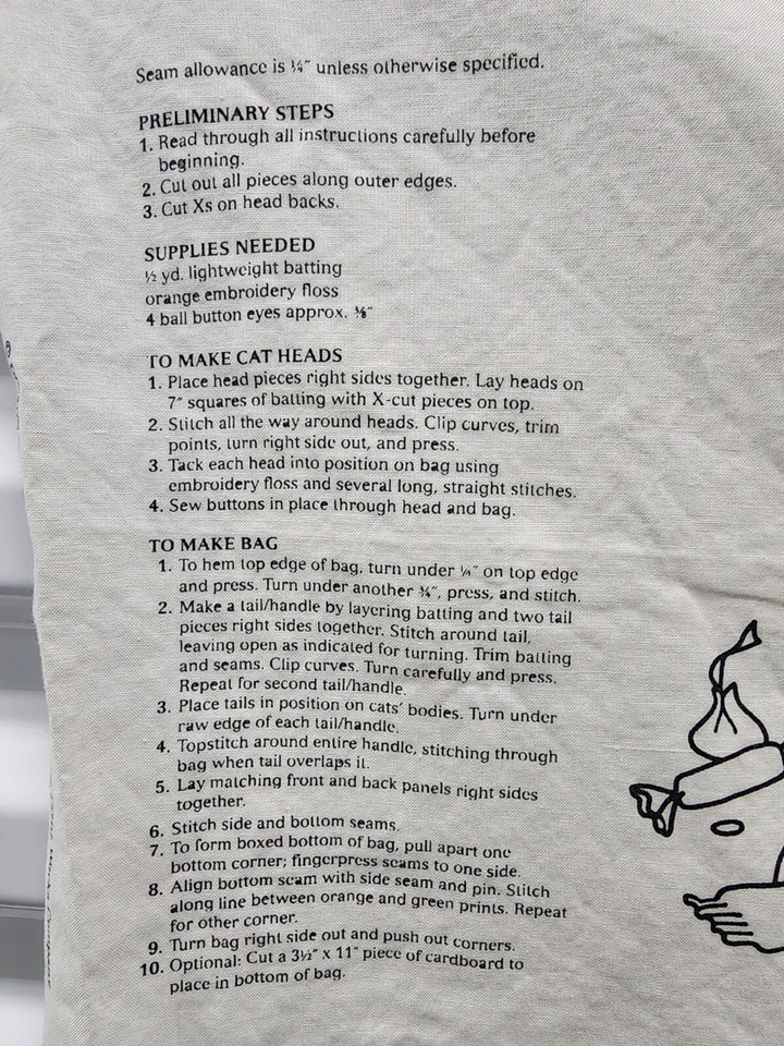 Vintage Halloween GOODIE CAT Treat Bag Cut N Sew Pattern VIP Dream Spinners - Image 3 of 4