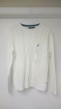NAUTICA Men's L White/light cream Cable Knit Sweater New w/o Tags see pic
