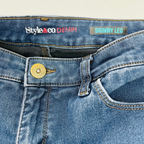 Style & Co Jeans Size 10 Short Stretch Skinny Leg Dark Denim Wash Womans 32X28 - Picture 5 of 6