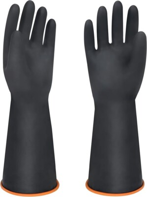 14'' XL Size Latex Chemical Resistant Reusable Heavy Duty Long Rubber Gloves Men