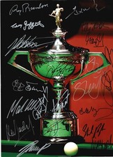 23 World Snooker Champions Authentic Signed Crucible Trophy Photo inc Zhao + COA