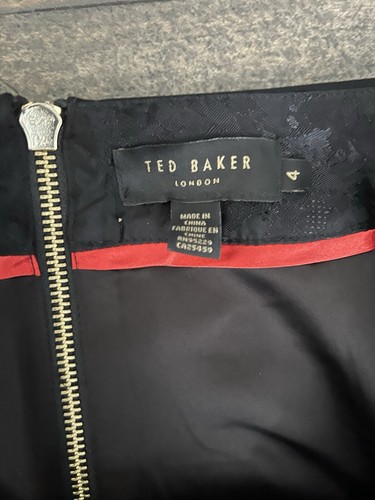 Ted Baker Lost Gardens Bleistiftrock mit Rautenmuster, Größe 4 (10) schwarz - Bild 2 von 9