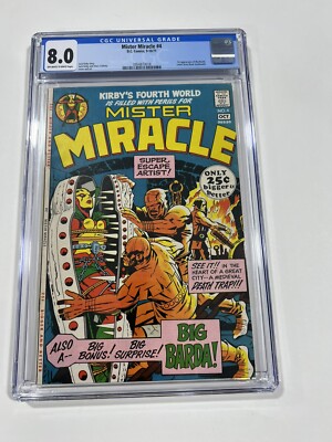 MISTER MIRACLE 4 CGC 8.0 OW/W PAGES 1ST BIG BARDA DC COMICS 1971