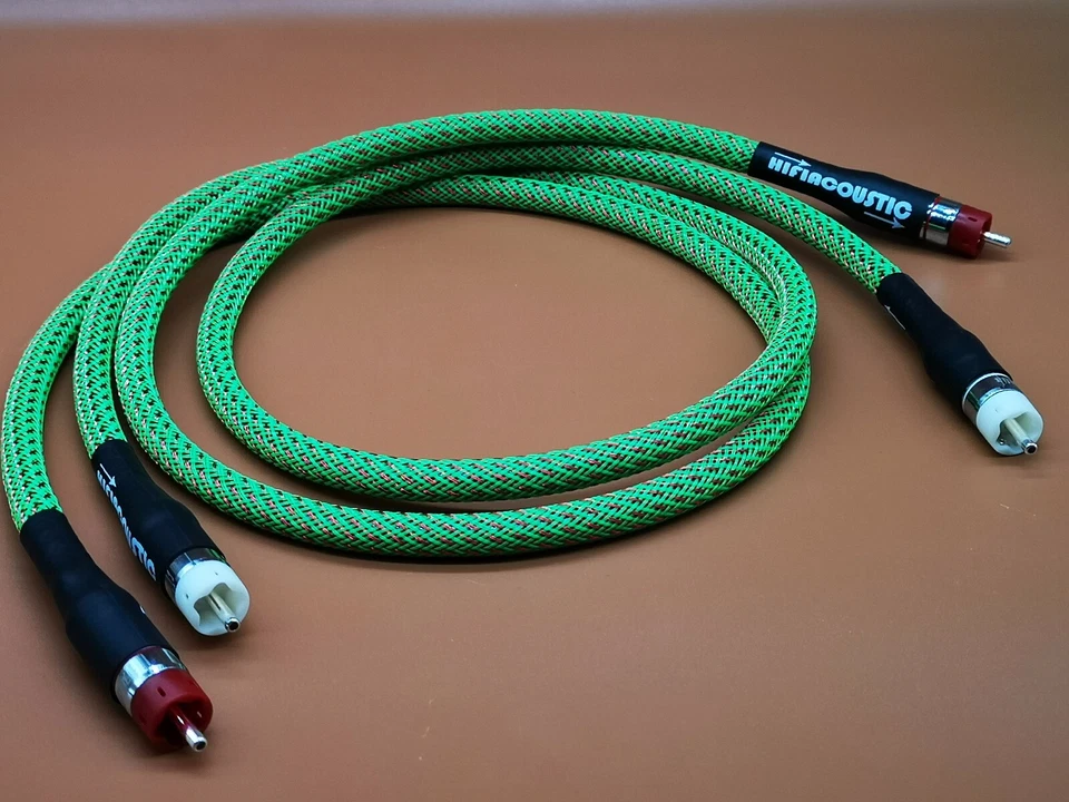 1Pair 5N Pure Copper Silver RCA Audio Cable Interconnect Wire - Image 3 of 4