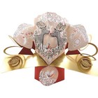 Pop Up Card 3D Christmas Raindeer And Robin Xmas Greeting Blank Card Gold & Red