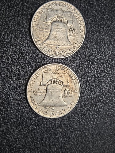 Lots Of Two 1958 "D" Series Franklin Silver Half Dollars - Picture 5 of 5