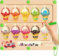 Magnetic Color and Number Maze, Montessori Toys for 2 3 4 Year Old, Wooden Co...