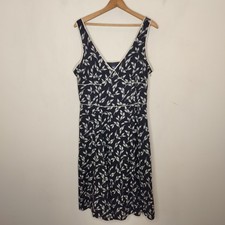 Gap Floral Cotton Midi Dress Size 14 Womens Navy Sleeveless Y2K 2000's